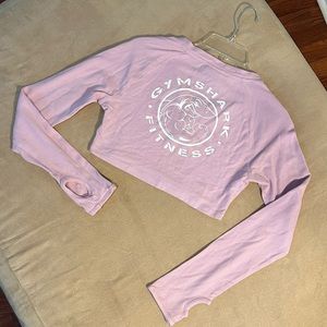 Gymshark Cotton Legacy Fitness Long Sleeve Crop Top in Pink